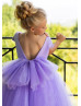 Cap Sleeves Lavender Satin Tulle Flower Girl Dress